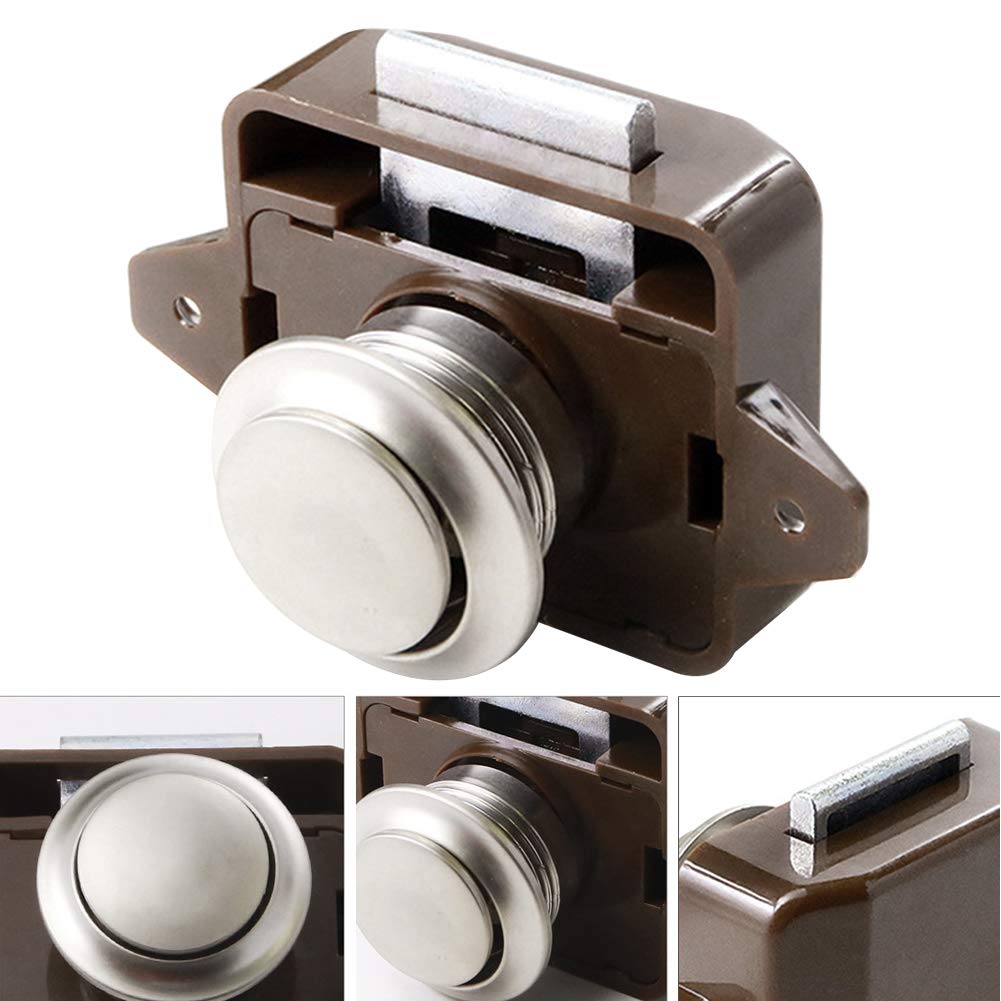 MASO 2pcs Push Lock Push Button Latch Keyless Door Lock 26mm Brown for RV Caravan Motorhome Furniture Cupboard