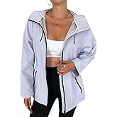 Yousify Womens Rain Jackets Lightweight Waterproof Raincoat Windbreaker Hooded Trench Coats with Pockets Cycling Bike Jacket