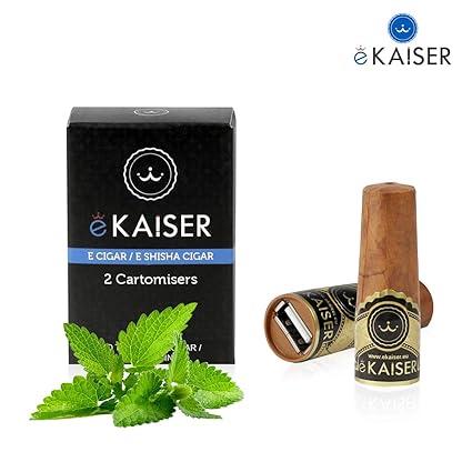 eKaiser Elektronische Zigarre 2er Pack Cartomizer | Mint Flavour | E Zigarre E Shisha Einweg | 30/70 VG/PG Premium-Geschmacks
