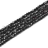 Natural Black Spinel 4mm Faceted Round Beads Loose Beads 16 Inch for Jewelry Making Beads