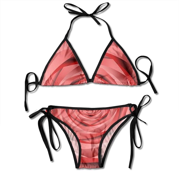 Conjunto de Bikini de Dos Piezas con Fondo de Flores de Rosa Abstracta