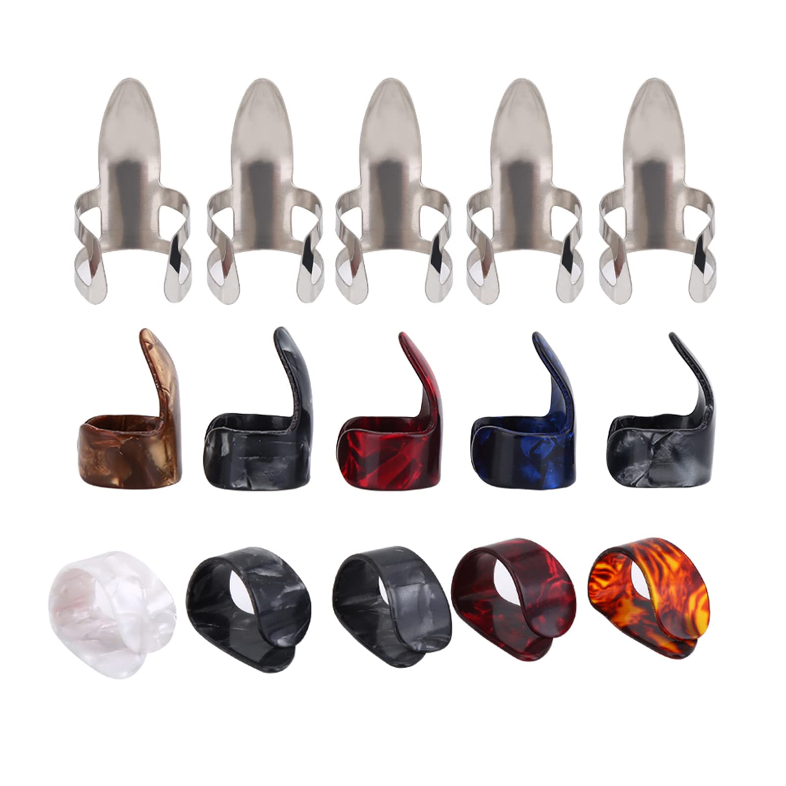 Finger Pick Thumb Pick Set, 15pcs Guitar Finger Pick Suitable for Fingerstyle Acoustic Guitar or Ukulele with Storage Box, Playing Accessories, General guitar accessories
