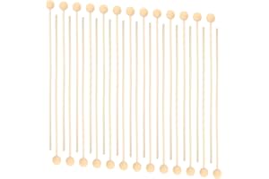 LIFKOME 50pcs Wooden Reed Diffuser Sticks Aromatherapy Oil Diffuser Refill Sticks 1.2cm Beads 20cm Rattan