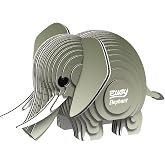 EUGY Elephant 3D Puzzle, 31 Piece Paper Craft Kit for Kids 6+ | Screen Free Build, Finishes In About 30 Minutes, Pre Cut Parts, No Scissors Needed, Fun Facts Card, Stands As Shelf Decor
