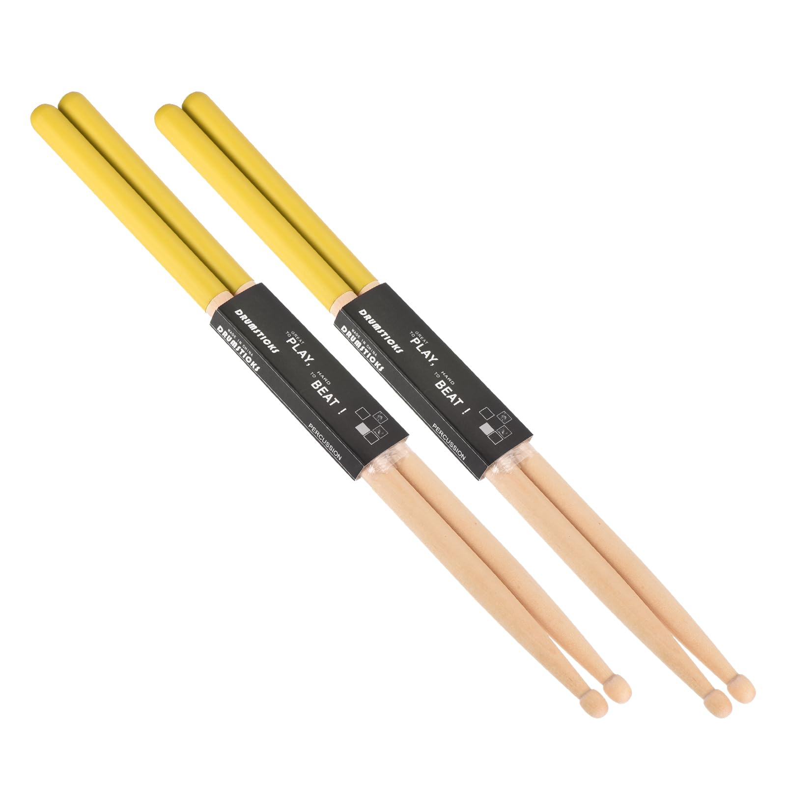 PATIKIL Maple Wood Drumstick 7A Anti Slip Handle Grips Drum Stick Yellow for Drumming Musical Instrument Percussion, 2 Pair