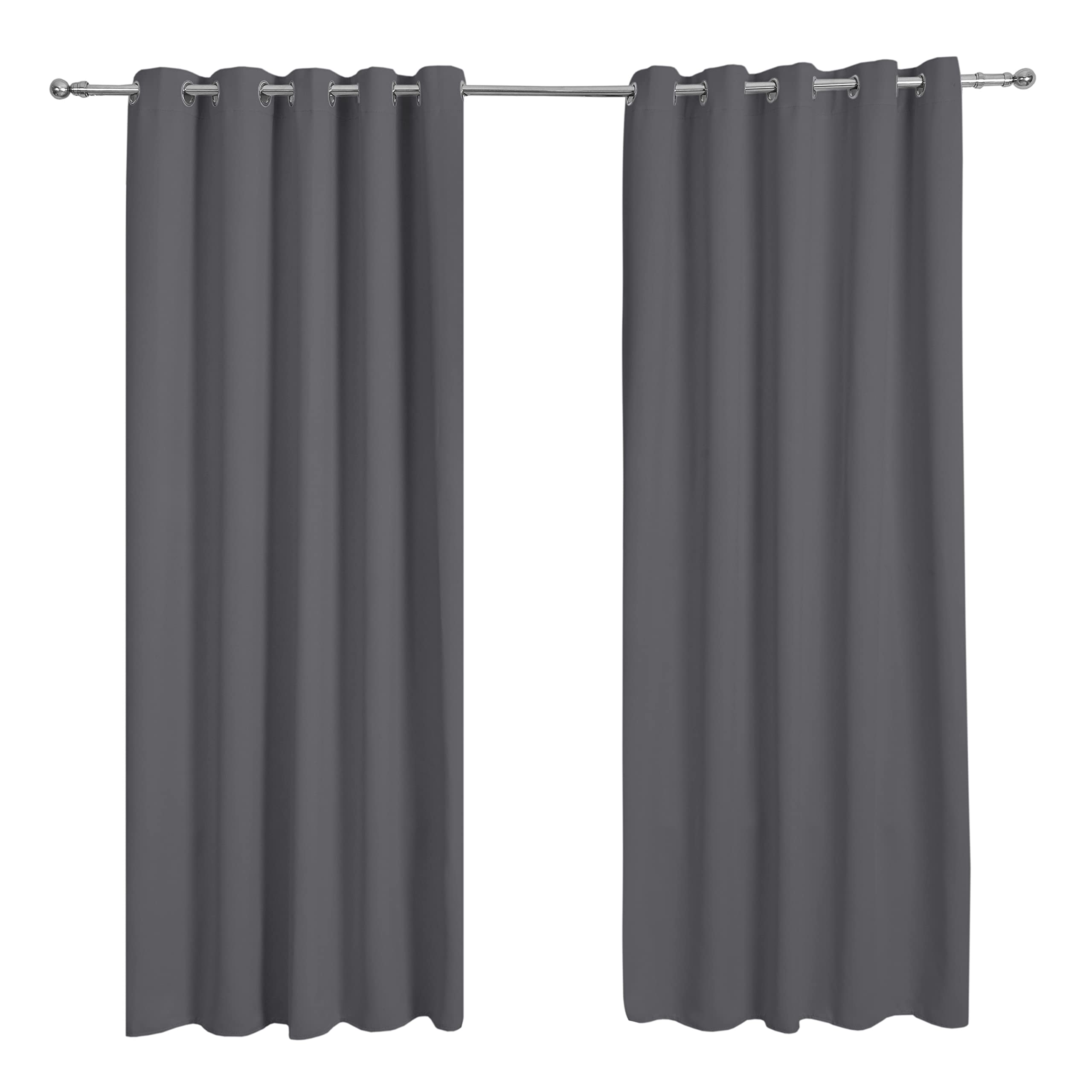 Sleepdown Ultra Soft Eyelet Blockout Curtains Thermal Insulated for Bedroom and Living Room 66 x 54 Inch Charcoal Grey 2 Panels, 5056242836124