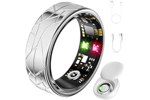 Jawploy Smart Ring Fitness Tracker Sleep Tracking Heart Rate Monitor Pedometer, Waterproof Activity Tracker Fitness Ring Steps Counter, Gesture Controls for Short Video, 8 Days Last, Silver, #9