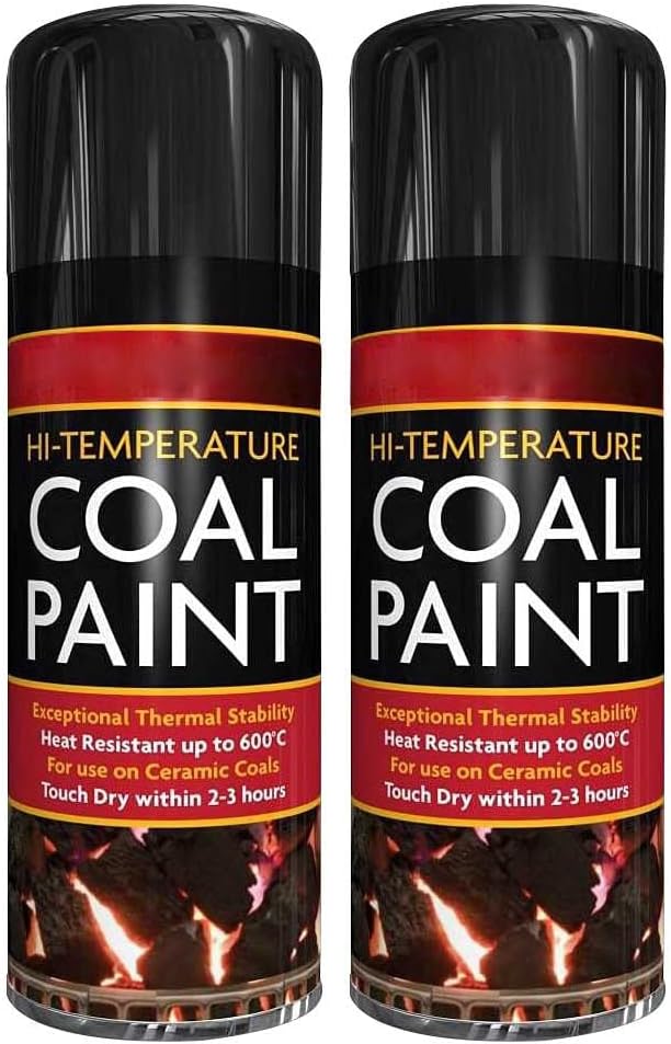 ZOPPER Black Coal Paint Spray for Gas Fires - 400ml Pack of 2 - Heat Resistant