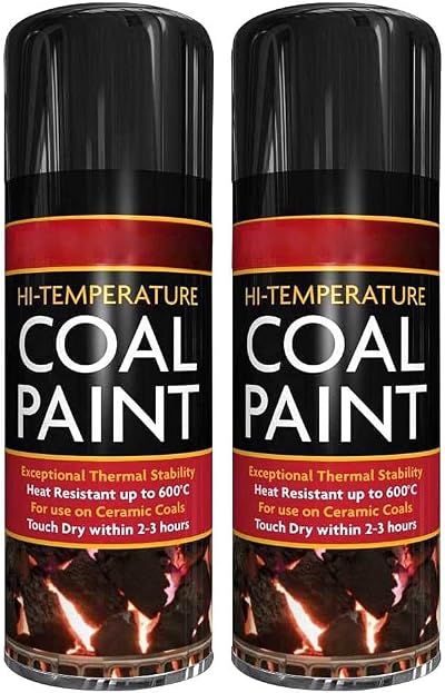 ZOPPER Black Coal Paint Spray for Gas Fires - 400ml Pack of 2 - Heat Resistant