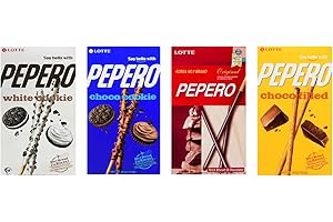 Pepero Cookie Sticks (4) Flavour Variety Bundle, Choco Filled, Choco Cookie, White Cookie, Original Flavours - PLUS Bonus Big