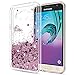 LeYi for Galaxy J3 V/Sky/Amp Prime/Express Prime/ J3 (2016) / Sol Liquid Case with Tempered Glass Screen Protector [2 Pack], Girls Glitter Clear TPU Protective Case for Samsung J3V Rose Gold