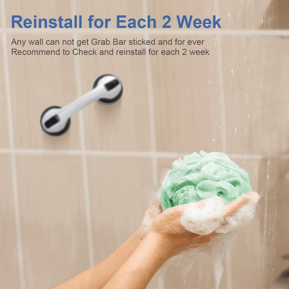 GreenChief Suction Grab Bar -Shower Handle & Bathroom Balance Bar wit - Grip Bath Grab Bar for Bathroom - Safety Hand Rail Support - Handicap, Elderly, Injury, Senior Assist Bath Handle, Non Skid, 12”: Health & Personal Care