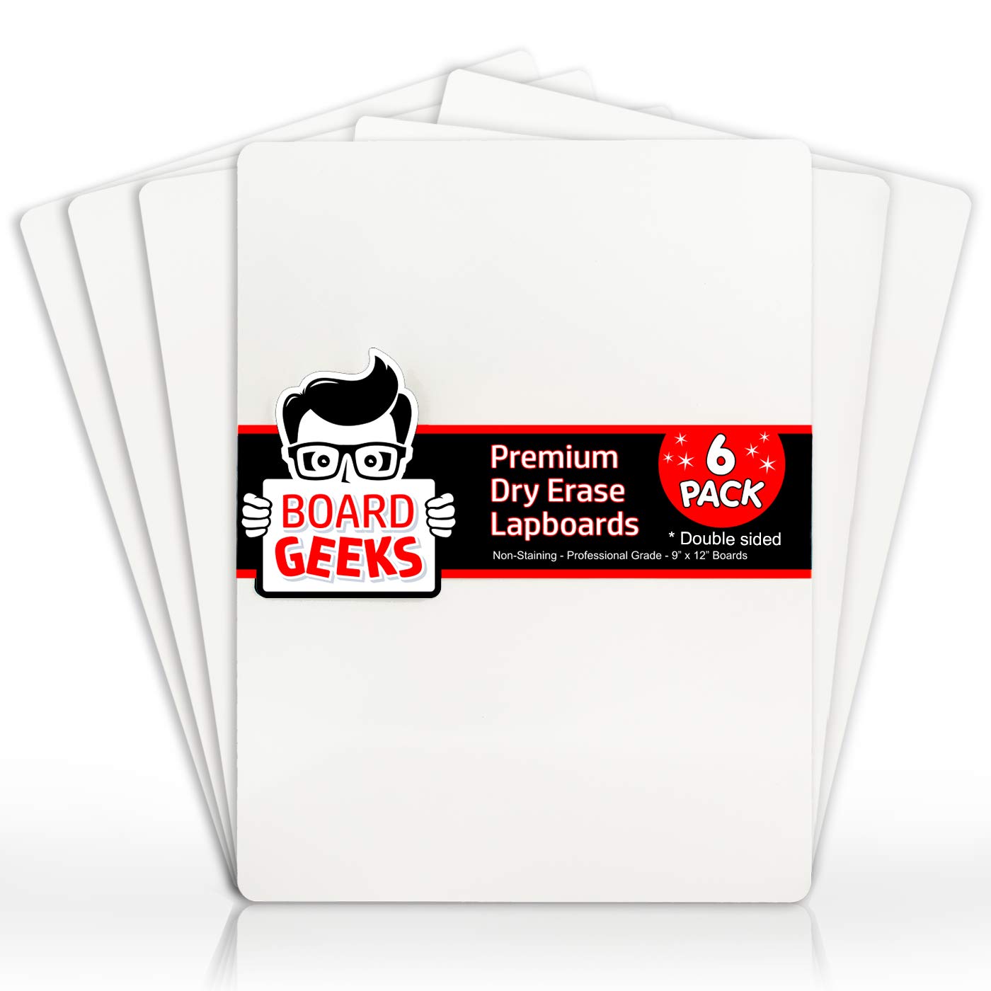 Board Geeks Dry Erase Lapboard 9 x 12 inch Large 6 Pack double-sided Whiteboard - White boards set great for Teachers, Students, Children, Classroom and school supplies for kids: Industrial & Scientific