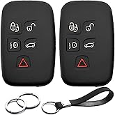 INFIPAR 2pcs Compatible with Jaguar F-Pace F-Type XE XF XFR XFR-S XJ XJR XK Land Rover LR2 LR4 Discovery Range Rover Evoque Sport Velar Key Fob Cover Case Key Chain Protector Keyless Remote Holder
