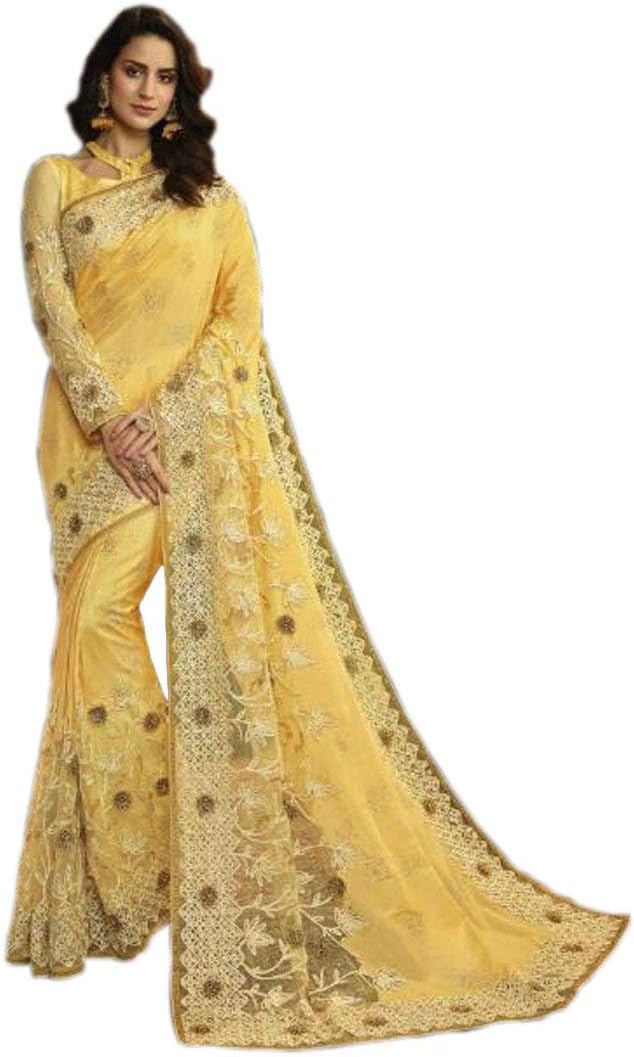 Pandora Silk Designer Indian Bollywood Saree Ribbon And Sequence Work Wedding Muslim Party Sari Blouse 9436