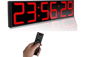 Cynobato 26'' Huge Digital Wall Clock, Home Gym Interval Workout Timer Clock, with Seconds Countdown/up, Stopwatch, 8-Alarms, 7-Color Night Light for Tabata/HIIT/MIIT/EMOM/FGB/Boxing (Red)