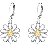 JERWLI Daisy Earrings 925 Sterling Silver Dangle Earrings for Women Flower Earrings Gifts