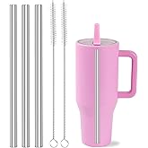 Replacement Stainless Steel Straws for HydroJug Traveler Tumbler 40 oz, 3 Pack Metal Reusable Straws with 2 Straw Cleaner Brushes for HydroJug Accessories