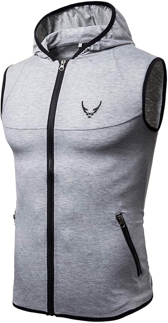 Amazon Co Jp メンズ タンクトップ フード付き 袖なしパーカーベスト 綿 トレーニングウェア 筋トレ ノースリーブベスト 腕時計