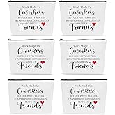 Sldpngo 6PCS Work Besties Gifts for Women Work Anniversary Makeup Pouch Funny Coworker Gifts for Women Mothers Day Gag Birthday Going Away Gift for Coworkers Colleague Cosmetic Bag