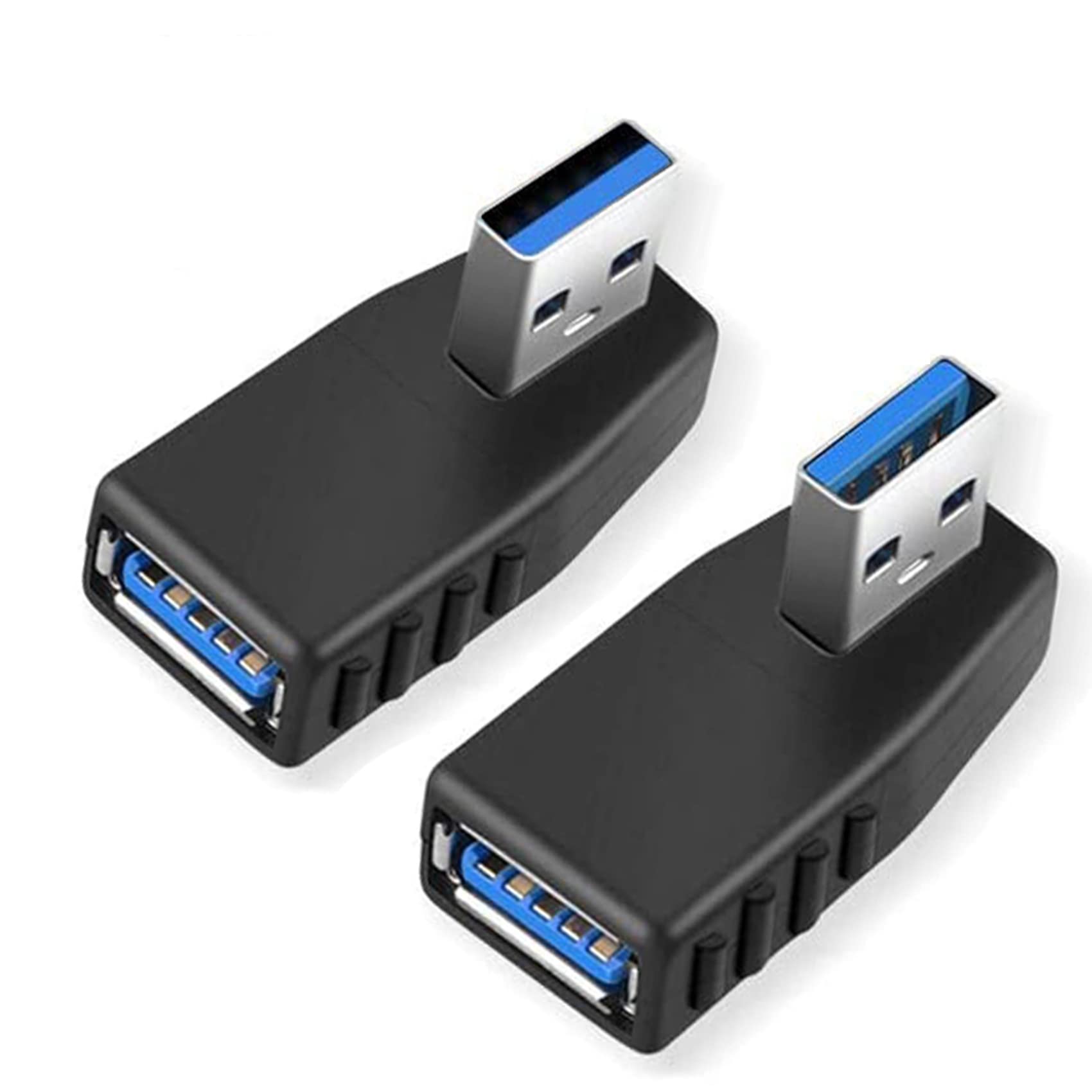 EasyULT USB 3.0 Adapters[2-Pieces],90 Degree Right Angle Male to Female Adapter USB 3.0 (Including Left Angle and Right Angle Adapter)