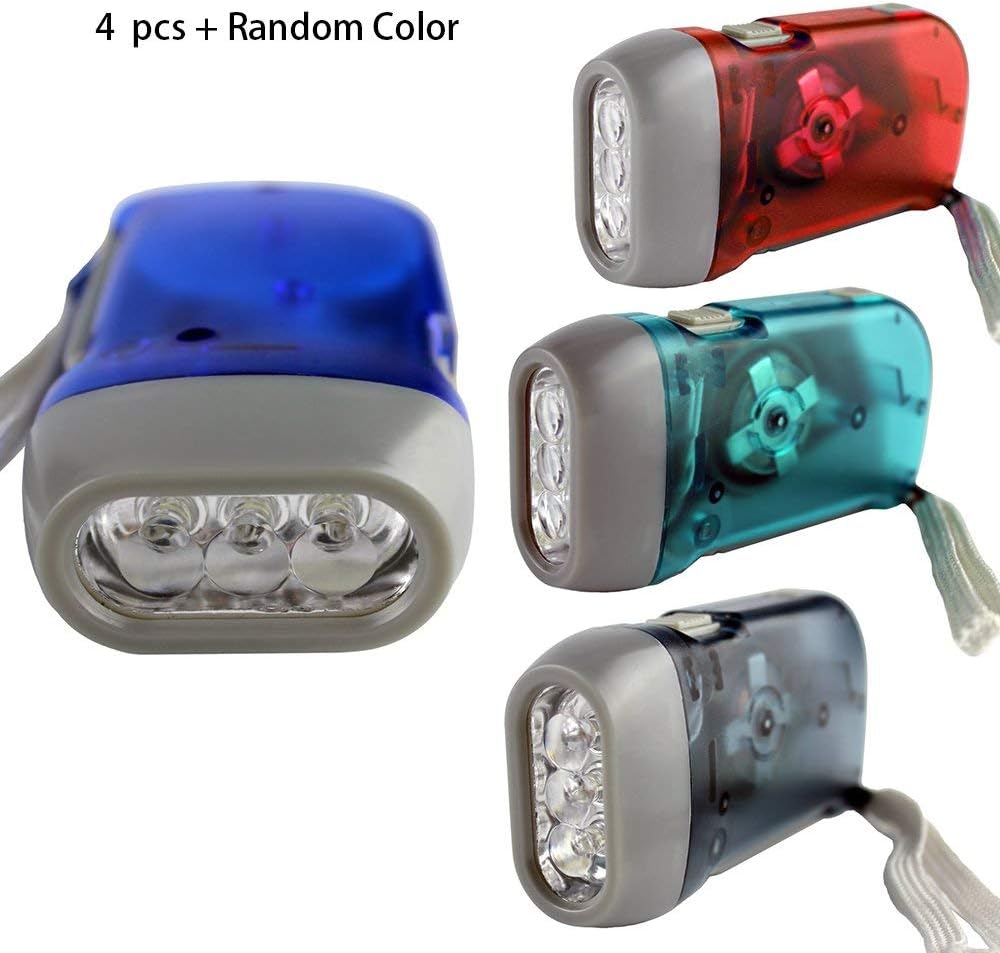 4 Pack Hand Crank Flashlight, Powerful Emergency Light Safety Tool With