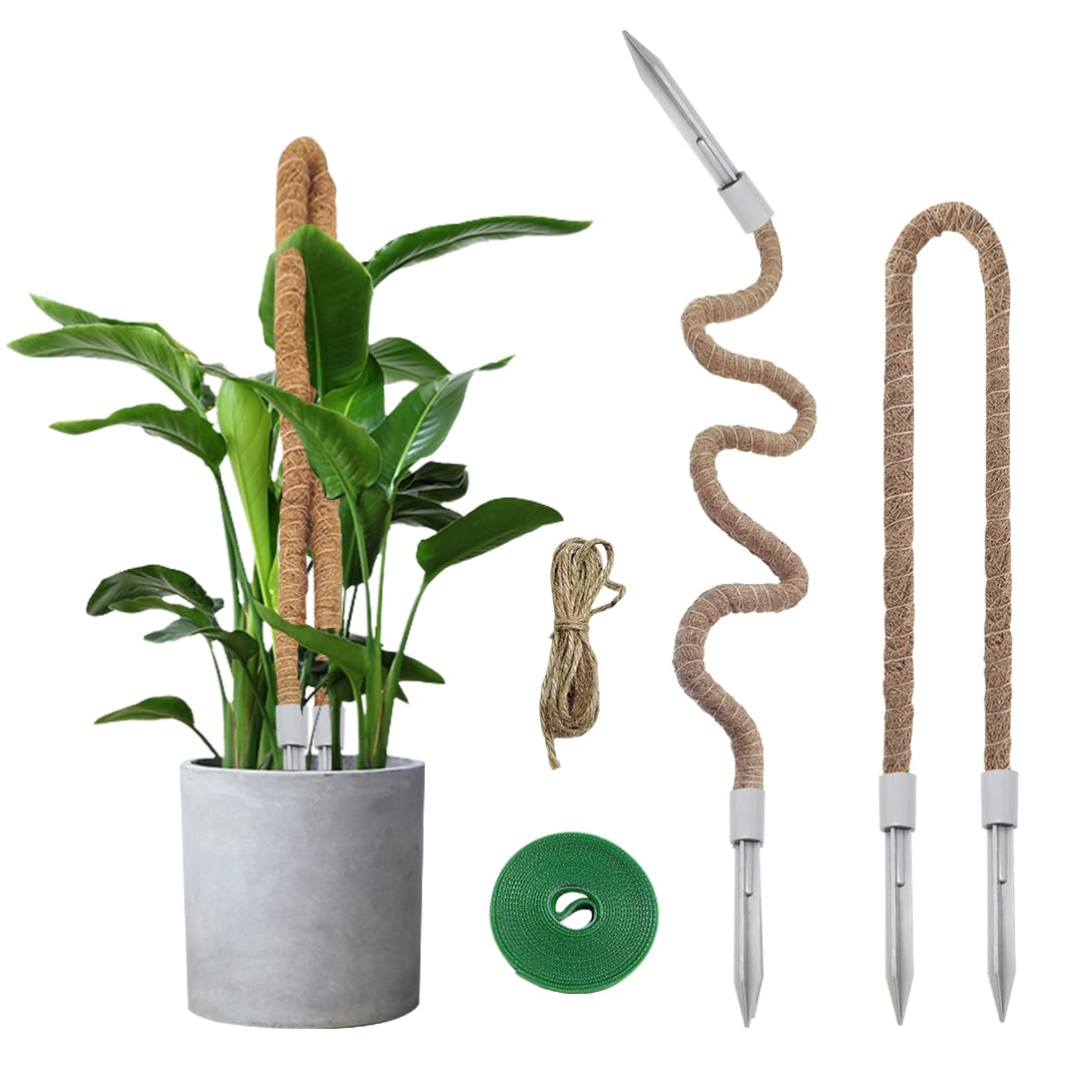 Koonafy 47"" Moss Pole for Plants, Bendable Monstera Plant Support, Moss Poles for Climbing Plants Indoor, Coir Plant Pole Sticks Support Stakes for Potted Plants, M3843A