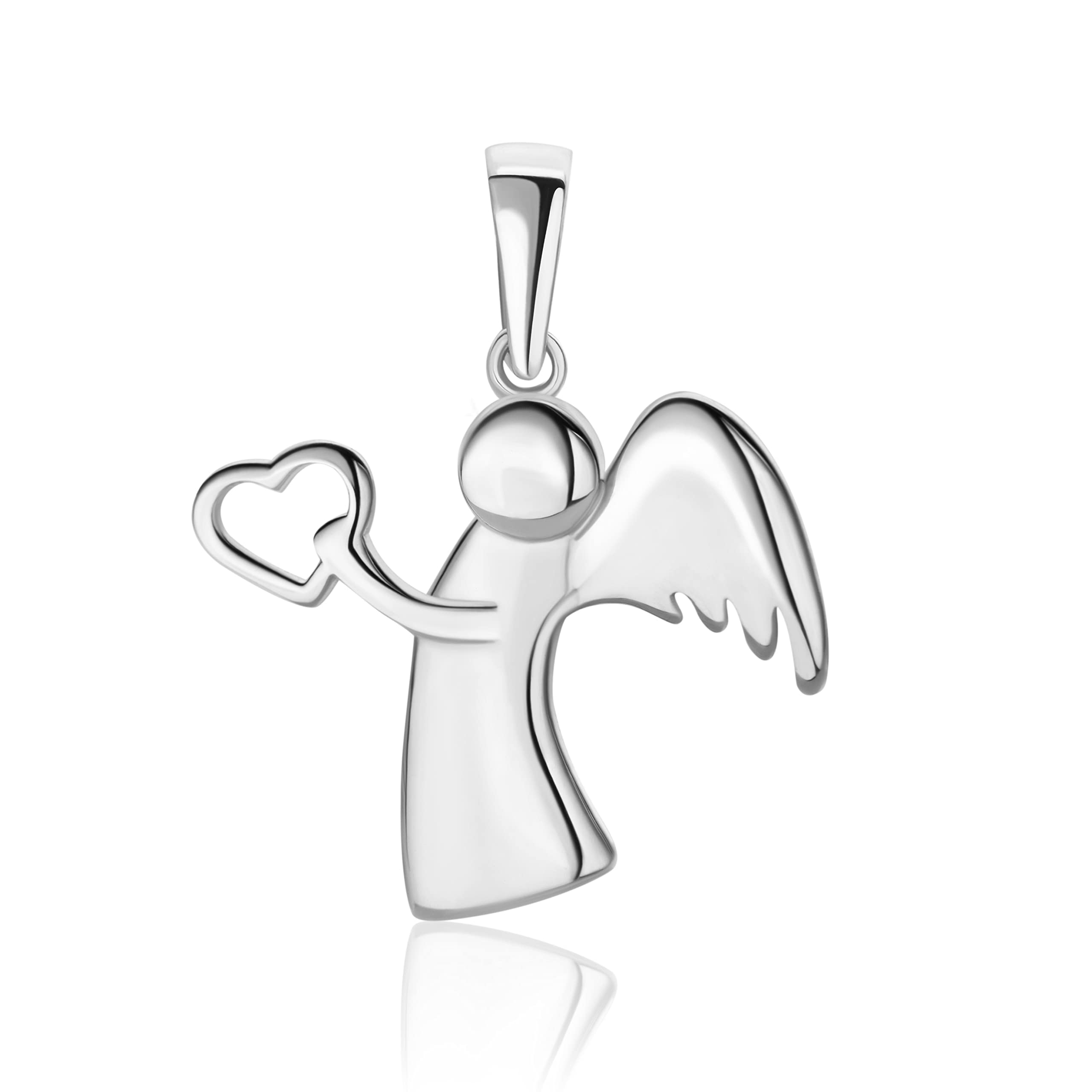 PRINS JEWELS 14 Carat 585 White Gold Protection Angel Pendant, Gold