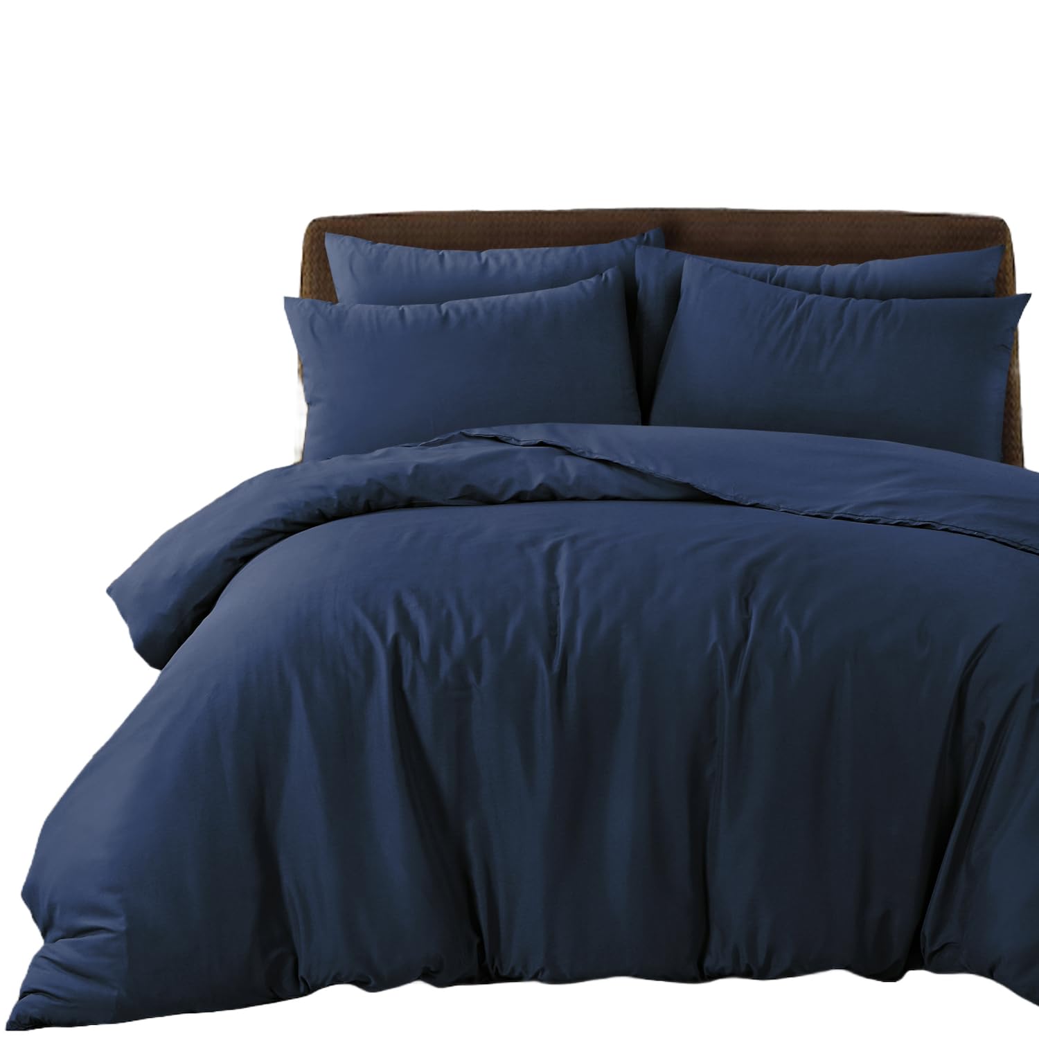 Bronwen Mathews King Size Duvet Set - Navy Plain Dyed Soft Microfibre King Quilt Cover with 2 Pillowcases, Easy Care Wrinkle Free Bedding Set of 3 Pcs