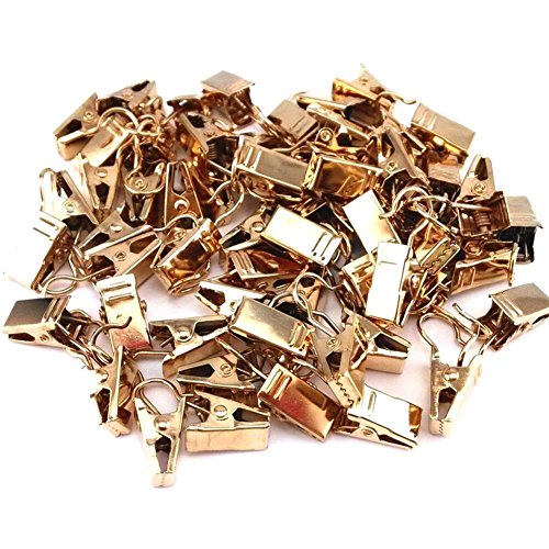 100 Pack Clip Hook Set Curtain clips for Curtain,Photos,Art Craft Dispaly,Home Decoration,gold(Hang or Clip Almost Anywhere) (Gold)