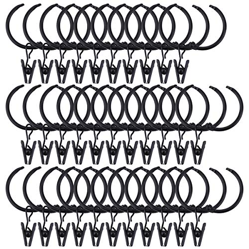 Youngneer Drapery Curtain Clips with Loose Leaf Rings for Traversa Rod Small Decorative Metal Clip Hooks Hanger for Curtain Black 32 Pack - Thumbnail 6