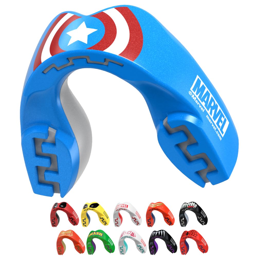 Marvel Captain America Metallic Sports Mouthguard Dual Layer Premium Protection Junior Gum Shield with Case for Boxing, MMA, Rugby, Martial Arts, Judo and All Contact Sports — image 1