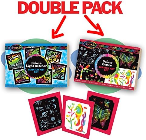 Melissa &amp; Doug Mega Scratch Art Set Bundle Deluxe Combo &amp; Light Catcher Sets