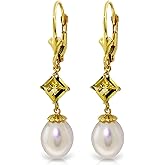 Galaxy Gold GG 14k Gold Natural Citrine and Cultured Freshwater Pearl Dangle Earrings