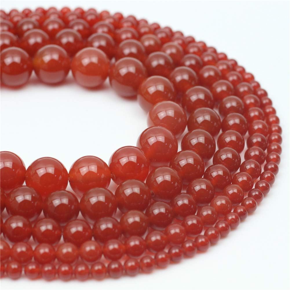 Oameusa Natural Round Smooth 10mm Red Agate Beads Gemstone Beads Loose Beads Agate Beads for Jewelry Making 15" 1 Strand per Bag-Wholesale