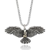 FAZOVIN Animal Necklace Eagle/Frog/Owl/Kitty Cat Pendant wit 23.6 Inch Stainless Steel Chain for Men and Women