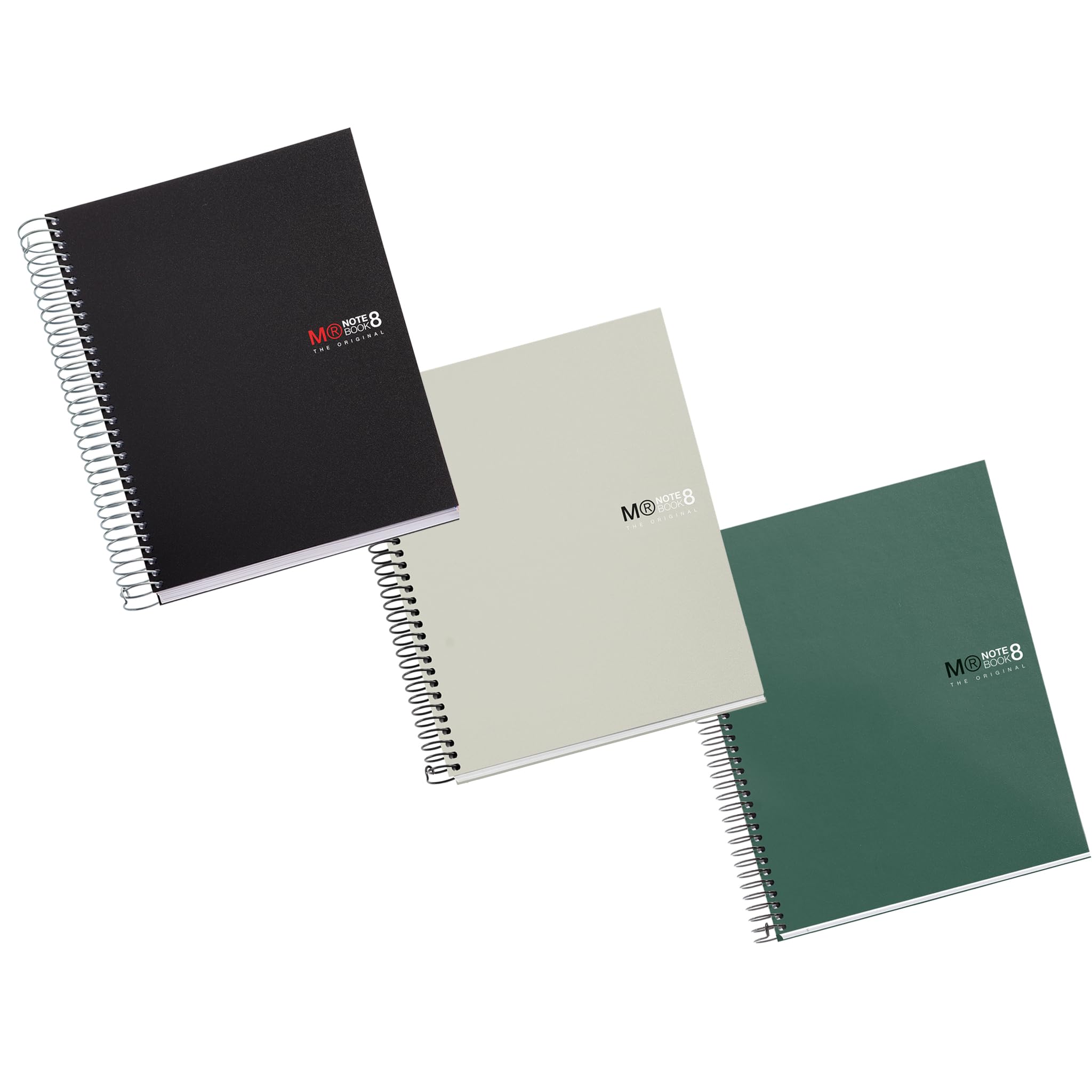Miquelrius - Pack of 3 Notebooks A5 Squared Notebook The Original 8 Coloured Stripes Polypropylene Cover 2 Holes for Filing 200 Sheets 70gsm Squared Notebook 5x5mm