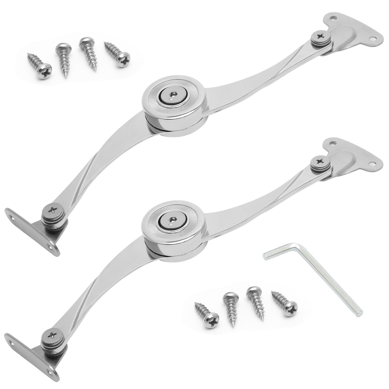 2 Pcs Folding Lid Support Hinge Heavy Duty with Mounting Hardware, Stay Open Hinges Soft Closing, Drop Down Hinges for Cupboard Cabinet Shelf Box