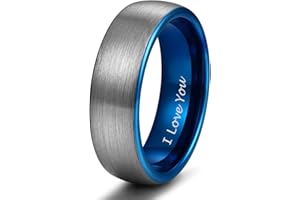 TRUMIUM 4mm 6mm 8mm Tungsten Ring Wedding Band for Men Women Engraved I Love You Matte Brushed Comfort Fit Size 4-15