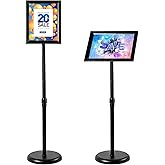 Ysglory Sign Holder Stand for Display 8.5x11 Inch Floor Standing Sign Heavy-Duty Pedestal Poster Stand Adjustable Snap-Open Signage Frame for Retail, Restaurant, Events