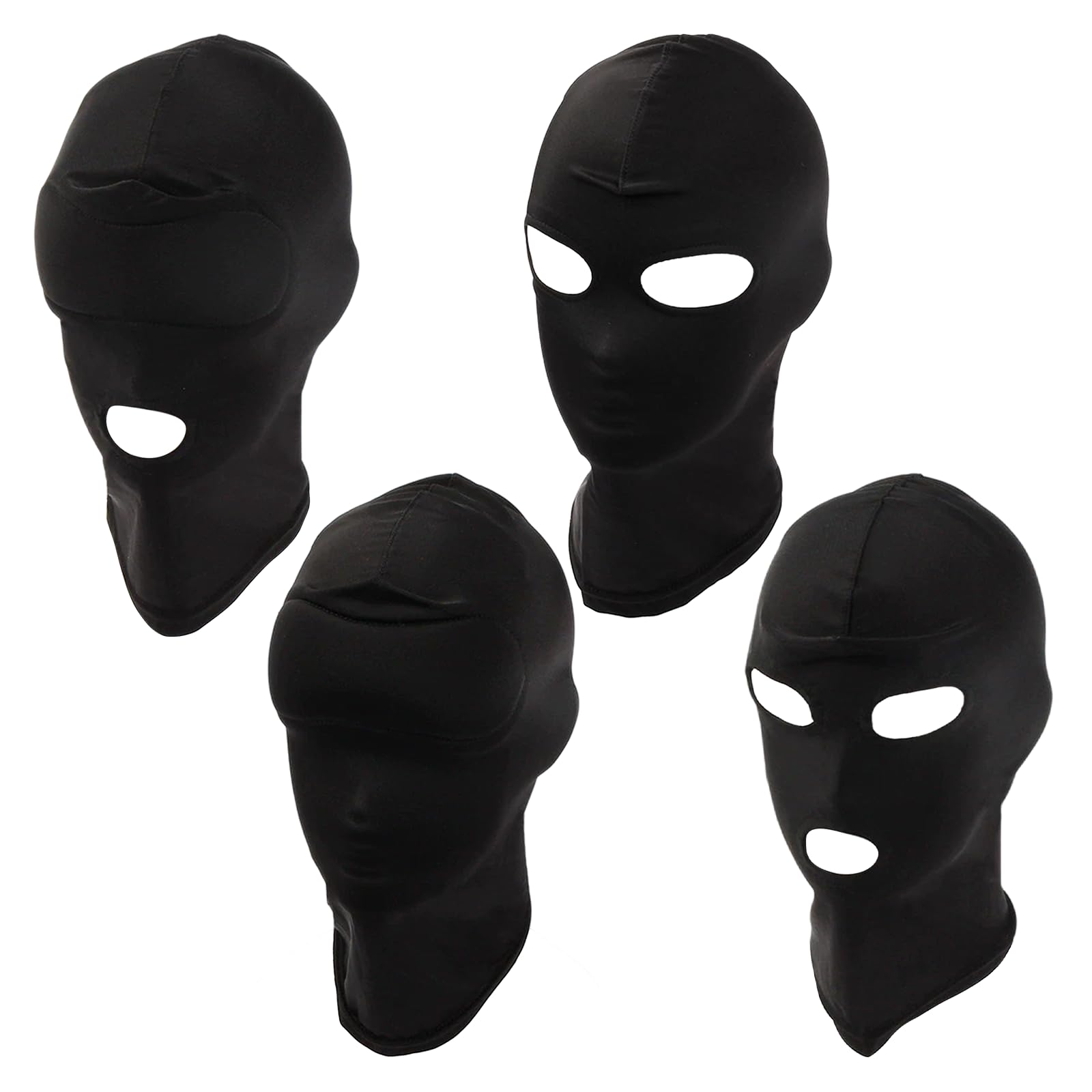 AURICON 4 PCS Black Mask Set, Breathable Elastic Chain Black Face Masks, Comfortable Full Face Mask, Versatile Masks Costume, Ideal for Role-Playing, Intimate Games, Perfect for Couples