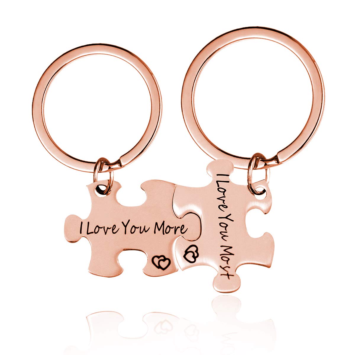Uloveido Couples Lovers Mens Womens Key Chains Gifts for Boyfriend Girlfriend Husband Wife (Rose Gold, I Love You-I Know) SN141