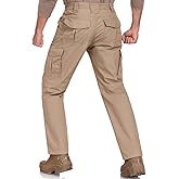GAXIDES Men's Tactical Pants, Waterproof Rip-Resistant Cargo Pants with 9 Pockets for Hiking, Work, Camping,and Fishing.