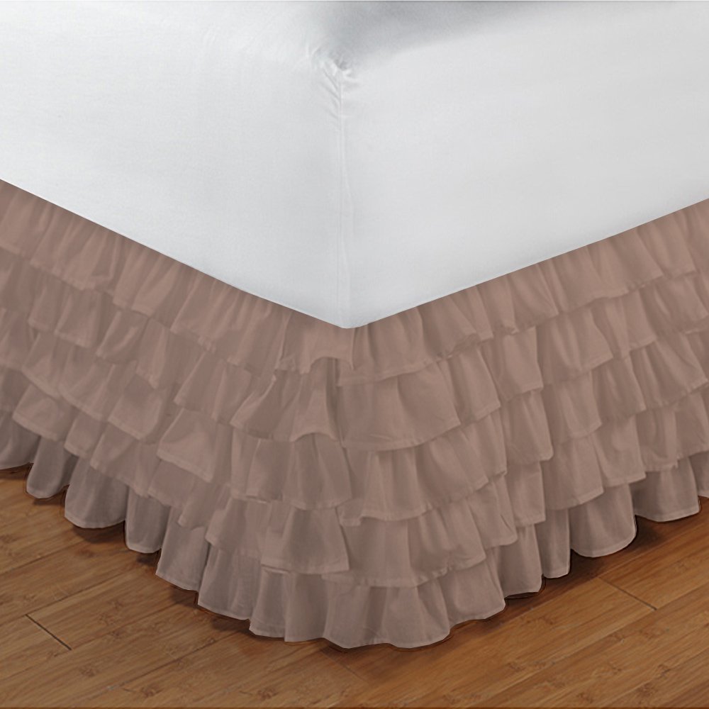 BudgetLinen (1 Multi Ruffled Bed Skirt Only,Peach, Twin XL