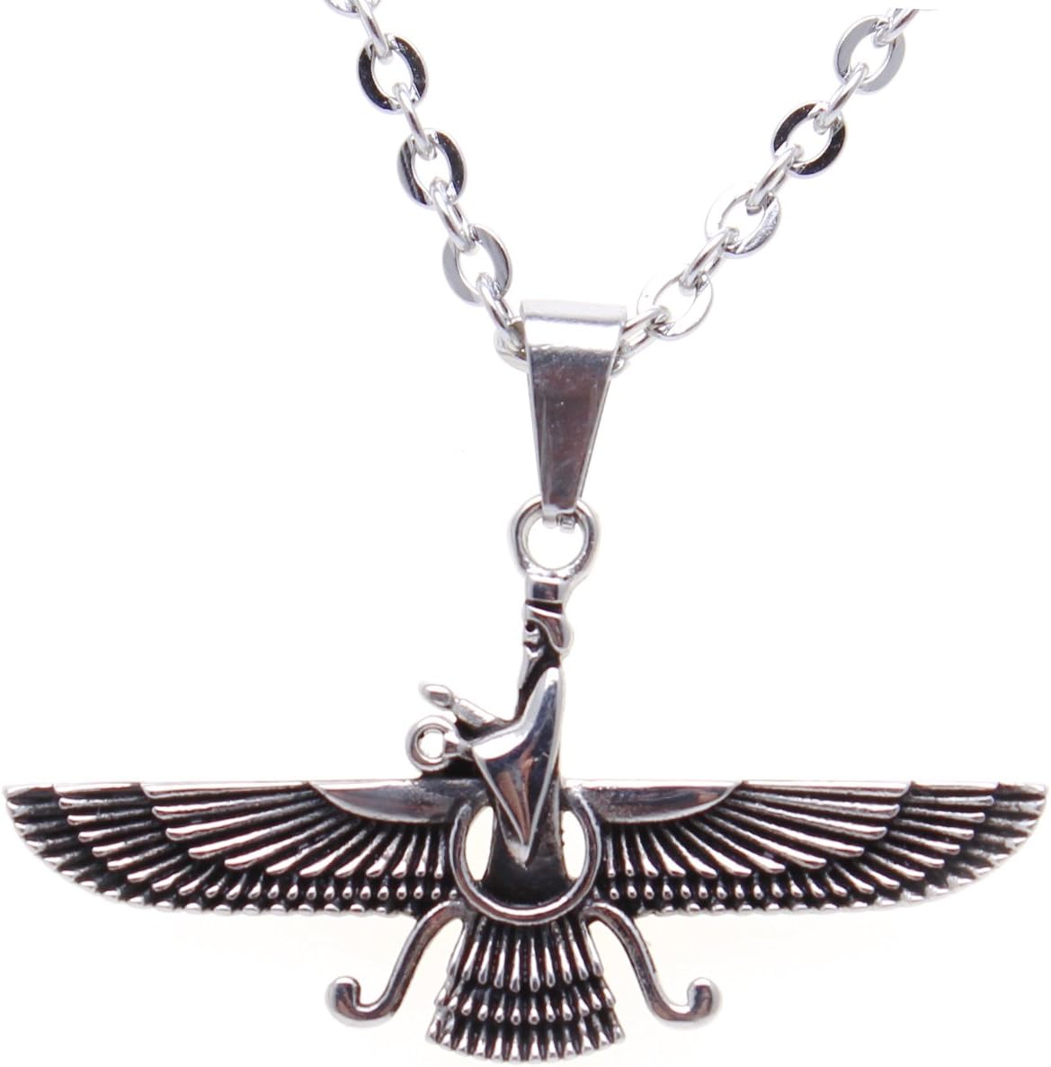 Small Silver Pt Engraved Farvahar Faravahar Necklace Chain Iranian Persian Gift