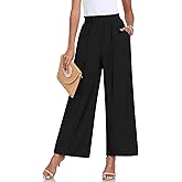 Anyally Womens Loose Wide Leg Pants Business Casual Elastic Waisted Palazzo Harem Pants with Pockets Work Trousers