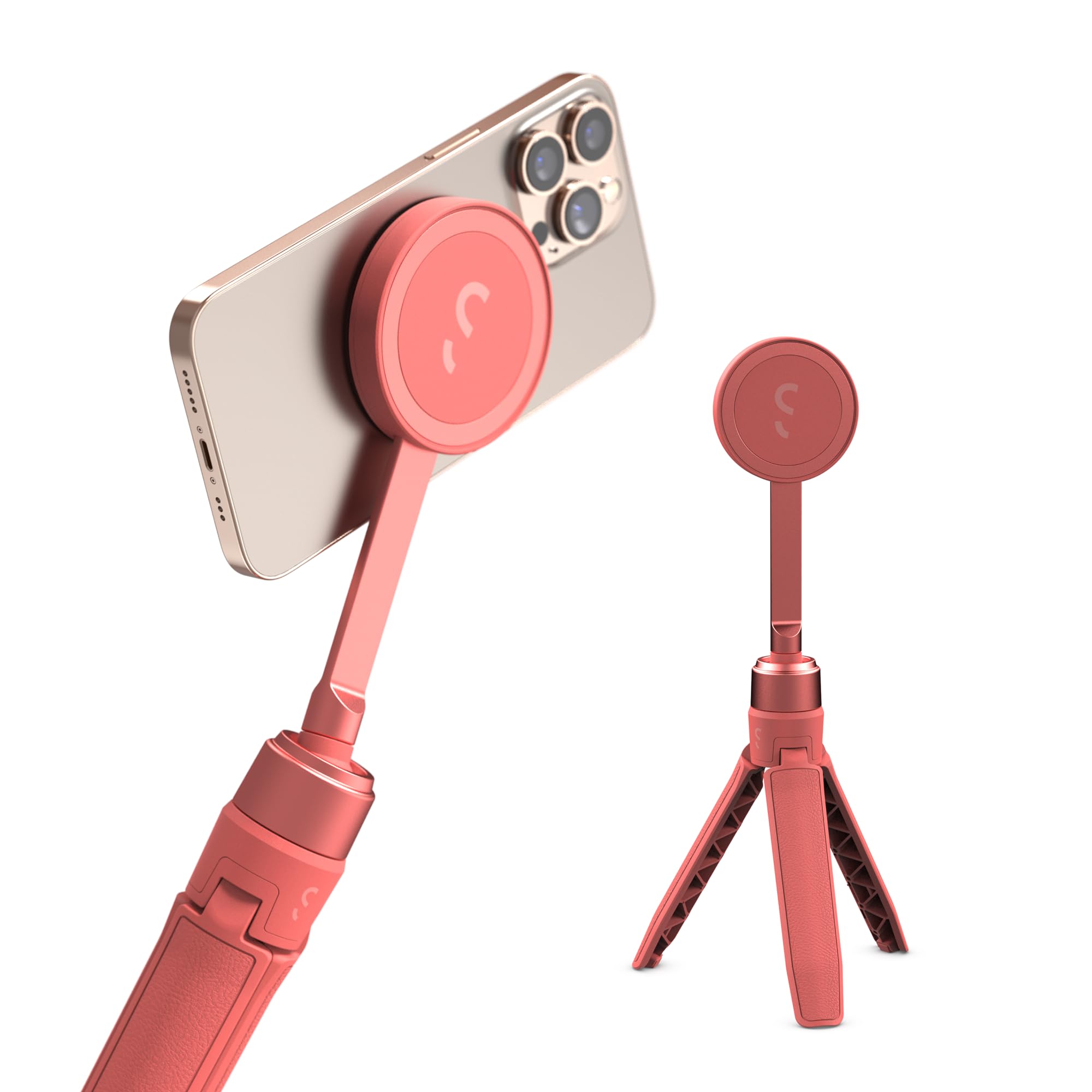 ShiftCam SnapPod - Video Selfie Stick and Tripod - Magnetic Mount Snaps on to Any Phone - Tiltable Design | Pink Pomelo