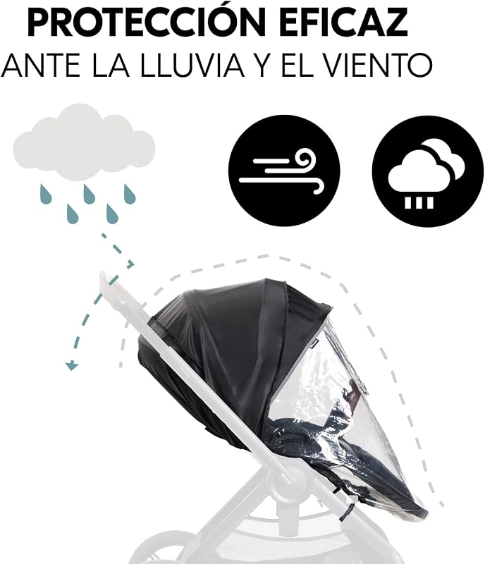 Plastico Lluvia Silla Paseo Universal, Burbuja de Lluvia Universal, Protector de Lluvia con Borde Reflectante, Ventana, Fácil colocación, Transparente
