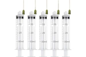 HABEUNIVER 30ml Syringe with Blunt Needle Tip 1.5 Inches, for Essential Oil filling, Measuring and Dispensing, Set of 5