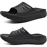 KuaiLu Mens Recovery Sandals Orthotic Arch Support Open Toe Sport Slides Thick Cushion Orthopedic Plantar Fasciitis Slip On Wide Width Summer Pool Beach Waterproof
